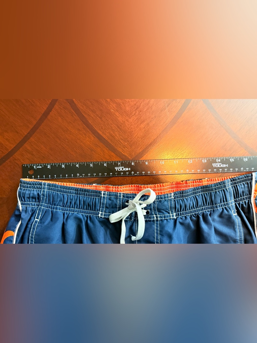 Speedo Navy Blue Swim Board Shorts with Orange Floral Panels - Picture 11 of 12